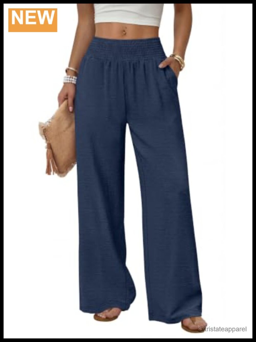 Wide Leg High Waist Trousers with Pockets Casual Lounge Work Pants